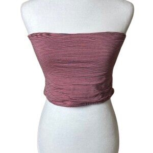 HEART & HIPS Pink Striped Tube Top Strapless Crop Top Size Medium